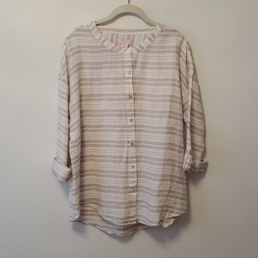 St. Tropez West 100% Linen Button up top